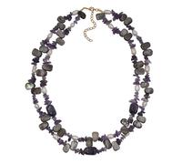 Collierkettchen STEUER "Collier 2-reihig Amethyst,Perlen und Muschel", lila, Halsketten, Damen, 55cm, Metall, L: 55, glänzend (79798026-0) lila