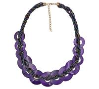 Collierkettchen STEUER "Glasperlenkette mit Muschelringen lila", lila, Halsketten, Herren, 64,5cm, Metall, L: 64,5 B: 33mm, glänzend, Collierkettchen, B:33mm (38413964-0)