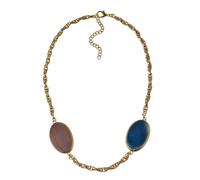 Collierkettchen STEUER "goldfarben mit 2 Achatscheiben braun und blau", bunt (mehrfarbig), Halsketten, Damen, 60cm, Metall, L: 60, glänzend (27215321-0) mehrfarbig
