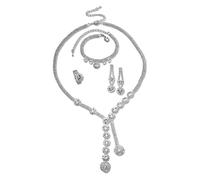 Collierkettchen STEUER "Kette Ohrringe Armband Ring Metall glanz Strass weiß", weiß, Halsketten, Damen, 47cm, Metall, L: 47 B: 4mm, glänzend, B:4mm (68525024-0) weiß