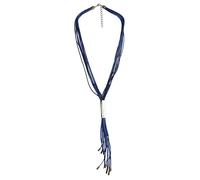 Collierkettchen STEUER "mehrreihig blau mit silberfarbener Zierde", blau, Halsketten, Damen, 73cm, Metall, L: 73, glänzend (21613126-0) blau