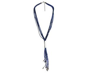 Collierkettchen STEUER "mehrreihig blau mit silberfarbener Zierde", blau, Halsketten, Damen, 73cm, Metall, L: 73, glänzend (21613126-0) blau