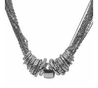 Collierkettchen STEUER "mehrreihig mit Ringen teilweise mit Glassteinen", silber, Halsketten, Damen, 54cm, Metall, L: 54 B: 19mm, glänzend, B:19mm (85439331-0) silber