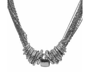 Collierkettchen STEUER "mehrreihig mit Ringen teilweise mit Glassteinen", silber, Halsketten, Damen, 54cm, Metall, L: 54 B: 19mm, glänzend, B:19mm (85439331-0) silber