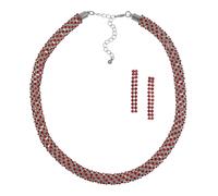 Collierkettchen STEUER "Metall 40+6,0cm glanz Glasstein rot", weiß, Halsketten, Damen, 46cm, Metall, L: 46 B: 10mm, glänzend, Collierkettchen, B:10mm (78270004-0)