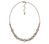 Collierkettchen STEUER "Metall gelb 44+5cm Kugel Glas weiß", gelb, Halsketten, Damen, 49,0cm, Metall, L: 49 B: 6mm, glänzend, B:6mm (91633513-0) gelb