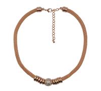 Collierkettchen STEUER "Metall Glänzend rot vergoldet Glasstein weiß", rosa (rosé), Halsketten, Damen, 52cm, Metall, L: 52 B: 7mm, glänzend, Collierkettchen, B:7mm (26790324-0)