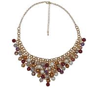 Collierkettchen STEUER "Metall gold farben Perlen Zierde topaz/rot/weiß/braun", bunt (mehrfarbig), Halsketten, Damen, 54,5cm, Metall, L: 54,5 B: 210mm, glänzend, B:210mm (10772668-0) mehrfarbig