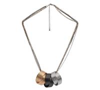 Collierkettchen STEUER "Metall Kreise 3-farbig gehämmert", bunt (mehrfarbig), Halsketten, Damen, 61cm, Metall, L: 61 B: 12,5mm, glitzernd, Collierkettchen, B:12,5mm (62733123-0)