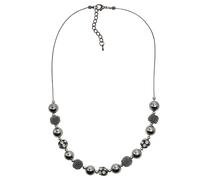 Collierkettchen STEUER "Metall Kugeln glanz matt Glasstein weiß", schwarz, Halsketten, Damen, 57,0cm, Metall, L: 57, glänzend, matt (26458302-0) schwarz