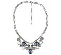 Collierkettchen STEUER "Metall silberfarben mit Blüten-Zierde grau/weiß", silber (silbergrau), Halsketten, Damen, 48cm, Metall, L: 48 B: 10,7mm, glänzend, Collier, B:10,7mm (22453619-0) silbergrau