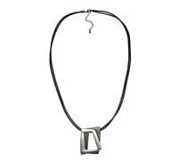 Collierkettchen STEUER "Metall zweifarbig grau schwarz Textilband", schwarz, Halsketten, Damen, 90cm, Synthetik, L: 90 B: 50mm, matt, B:50mm (12095406-0) schwarz