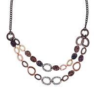 Collierkettchen STEUER "Metallcollier 2-reihig in kupferbraun mit Strasszierde", braun (dunkelbraun), Halsketten, Damen, 56cm, Metall, L: 56 B: 18mm, glänzend, Collierkettchen, B:18mm (39788050-0)