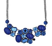 Collierkettchen STEUER "Metallcollier gewehrf. mit blauen Ziersteinen", grau (dunkelgrau), Halsketten, Damen, 57cm, Metall, L: 57, Collier Statementkette (81667966-0) dunkelgrau