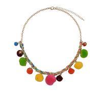 Collierkettchen STEUER "Metallcollier goldf. Mit bunten Textil-Pompoms", bunt (mehrfarbig), Halsketten, Damen, 54, Metall, L: 54 (85776762-0) mehrfarbig