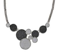 Collierkettchen STEUER "Metallcollier mit glitzernder Kreiszierde rhodiumf.", grau (silbergrau), Halsketten, Damen, 54cm, Metall, L: 54 B: 100mm, B:100mm (84567357-0) silbergrau