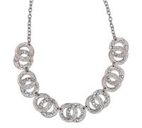 Collierkettchen STEUER "Metallcollier silberfarben mit Strasssteinchen", silber (silbergrau), Halsketten, Damen, 52cm, Metall, L: 52 B: 220mm, glitzernd, Collier, B:220mm (26104408-0) silbergrau