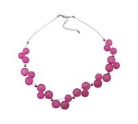 Collierkettchen STEUER "Rhodiumfarbenes Drahtcollier mit pinkfarbenen Zierperlen", pink, Halsketten, Damen, 50+8cm, Metall, L: 58 B: 1mm, glänzend, B:1mm (34895225-0) pink