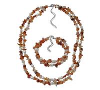 Collierkettchen STEUER "Set aus Collier und Armband 2 -reihig Achatsplitter", braun, Halsketten, Damen, 59cm, Metall, L: 59, glänzend (96611744-0) braun