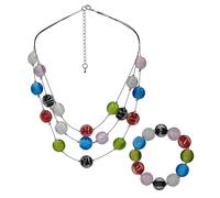 Steuer Modeschmuck Damen Schmuckset Metall 49cm Glänzend Glasstein Mehrfarbig 445000065