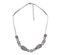Collierkettchen STEUER "Textil Metal glanz poliert Glasstein weiß", silber (weiß), Halsketten, Damen, 59cm, Metall, L: 59 B: 18mm, glänzend, B:18mm (65232905-0) weiß