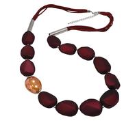 Steuer Modeschmuck Damen Kette Metall 97cm Glasstein bordeaux 445050106