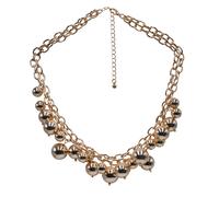 Collierkettchen STEUER "zweireihig goldfarben mit verschiedenen Bubbles", gelb, Halsketten, Damen, 49cm, Metall, L: 49 B: 16mm, glänzend, B:16mm (92923567-0) gelb