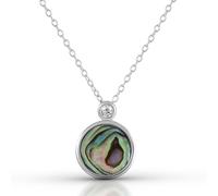 Collierkettchen VIVANCE "925 Silber rhodiniert Abalone Zirkonia", weiß, Halsketten, Damen, 45cm, Silber 925 (Sterlingsilber), L: 45 B: 11,5mm, glänzend, B:11,5mm (11310204-0) weiß