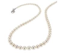 Collierkettchen VIVANCE "925 Silber rhodiniert mit Süßwasserzuchtperlen in weiß", weiß, Halsketten, Damen, 43cm, Silber 925 (Sterlingsilber), L: 43 B: 8mm, glänzend, B:8mm (92521147-0) weiß