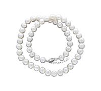 Collierkettchen VIVANCE "925 Silber rhodiniert mit Süßwasserzuchtperlen", weiß, Halsketten, Damen, 45cm, Silber 925 (Sterlingsilber), L: 53 B: 8mm, glänzend, Collierkettchen, B:8mm (81573060-0)