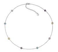 Zeeme Silber Collier 925/- Sterling Silber Zirkonia Mehrfarbig 42Cm Glänzend