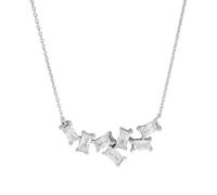 Collierkettchen ZEEME "925 Silber rhodiniert Zirkonia", weiß, Halsketten, Damen, 42+5cm, Silber 925 (Sterlingsilber), L: 47 B: 31mm, glänzend, B:31mm (83101049-0) weiß