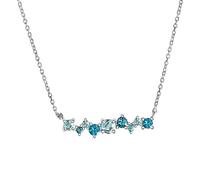 Collierkettchen ZEEME "Silber 925 rhodiniert mit 9x Blautopas (beh.)", weiß, Halsketten, Damen, 42+3cm, Silber 925 (Sterlingsilber), L: 45 B: 25mm, glänzend, B:25mm (82654603-0) weiß