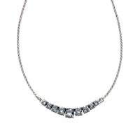 Collierkettchen ZEEME "925 Silber rhodiniert Blautopas" Halsketten Gr. 45cm, Silber 925 (Sterlingsilber), Länge: 45 cm Breite: 5.0 mm, weiß (weiß, hellblau) Damen Colliers (088521-0)