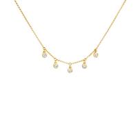 Collierkettchen ZEEME "Silber 925 vergoldet 45cm lang mit weißen Zirkonia-Steinen", gelb, Halsketten, Damen, 45cm, Silber 925 (Sterlingsilber), L: 45 B: 5mm, glänzend, B:5mm (79053444-0) gelb