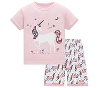 Colobe Mädchen Schlafanzug Kurz Einhorn Kurzer Pyjamas Baumwolle Zweiteiliger Sommer Schlafanzüge Set Kinder Nachtwäsche Größe 11-12 Jahre