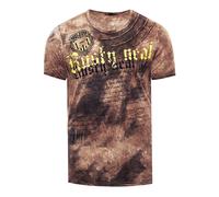Rusty Neal T-Shirt Color Tie Dye Verwaschen in Batik-Optik Herren-Shirt mit Plakativen Front Print S M L XL XXL 3XL (Übergröße) Casual Fit Streetwear 156-1, Farbe:Braun, Größe S-3XL:L