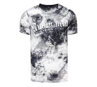 Rusty Neal T-Shirt Color Tie Dye Verwaschen in Batik-Optik Herren-Shirt mit Plakativen Front Print S M L XL XXL 3XL (Übergröße) Casual Fit Streetwear 156-1, Farbe:Grau, Größe S-3XL:M