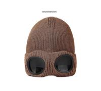 (Color06)Unisex Winter Knitted Woolly Chunky Beanie Hat Warm Goggle Cap Beanie Ski Hat
