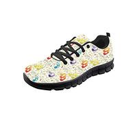 Coloranimal Black Colourful Music Notes Muster Luftkissen Lightweight Go Easy Walking Schnürschuhe Gym Sports Womens Tennis Flats EU Größe 40