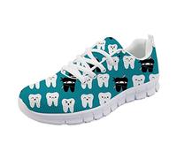 Coloranimal Funny Cartoon Zahnarzt Design rutschfeste Laufschuhe Sneakers Spring Autumn Mesh Leichte Wohnungen für Damen Damen Bequeme Schnürschuhe EU Größe 40