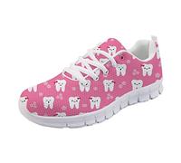Coloranimal Kawaii Cartoon Zahnarzt Gedruckt Frauen Damen Laufen Walking Sneakers Air Mesh Leichte Straßenlauf Wohnungen Weiche Lace-up Schuhe EU Größe 39