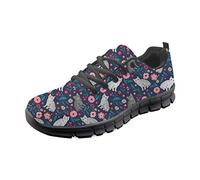 Coloranimal Outdoor Sportlich Sportschuhe Lässig DailyShoes Bequem Gehen Leicht Gehen Schnürschuhe Amerikanische Kurzhaar Katze Blume Design Wohnungen EU Größe 40