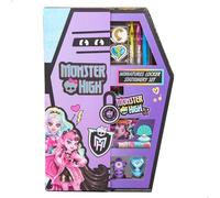 ColorBaby Monster High 77515 Schreibset für Schrank, Federmäppchen mit Bleistiften, Stiften, Stempeln und Aufklebern, Schulmaterial für Kinder