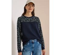 Sweatshirt CECIL, Damen, Gr. S (38), blau (dried olive grün), Web, 65% Baumwolle, 35% Polyester, normal, Rundhals, abgesteppt, Sweatshirts Sweatshirt, mit Leomuster (90831709-S) dried olive grün