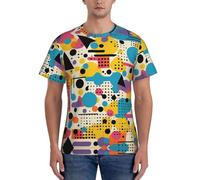 Colored Memphis Herren-T-Shirt, Sommer, Rundhalsausschnitt, schmale Passform, kurzärmelig, Schwarz , 3XL