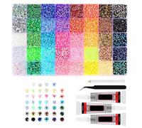 Colorful DIY Resin Rhinestone Kit, Bedazzling Kit, 3mm Rainbow Jelly Rhinestones Gems, Multicolor 3mm Flatback Gems for Diamond Art,Clothing, DIY Nail Art & Crafts Decor Projects (color A)