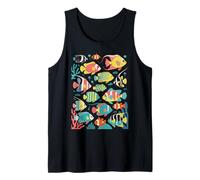 Colorful Fish Graphic Beach Damen Tropical Ocean Sea Life Tank Top