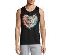 Colorful Splash Koala Portrait Herren Baumwolle Tank Top T-Shirt Schwarz, Schwarz , M