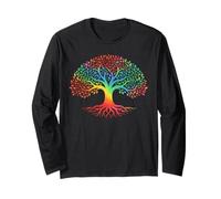Colorful Tree Life T-Shirt - Vibrant Rainbow Nature Roots Langarmshirt